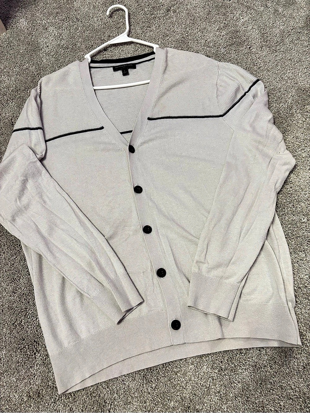Banana Republic Piped Button Front Cardigan in Gray Size Small